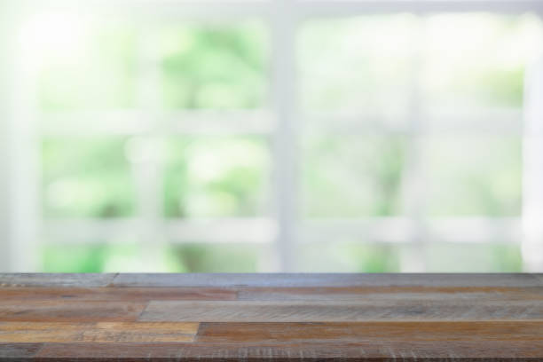 istock Empty wooden table and window room interior decoration background, product montage display,can be used for display or montage your products.Mock up for display of product. 999696924