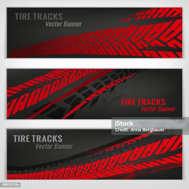 Tire Track Banners Stock Illustration - Download Image Now - Tire - Vehicle Part, Sports Race, Motorcycle