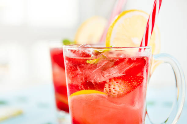istock Colorful refreshing strawberry lemonade juice drinks for summer 999756402