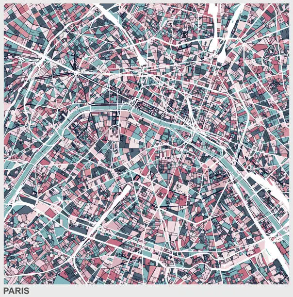 Vector illustration of Paris art map background