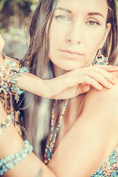 Close-up of bohemian woman