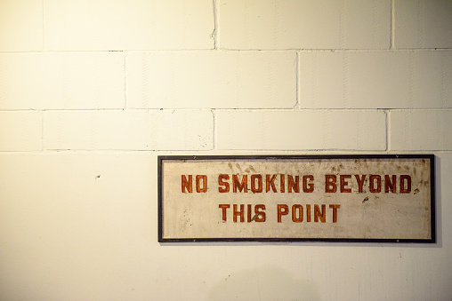 Warning sign for no smoking