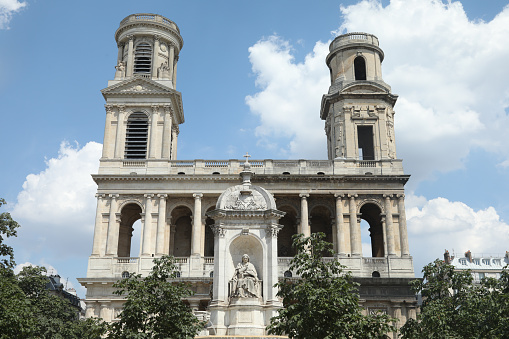 Front of the famous st sulpice church in paris