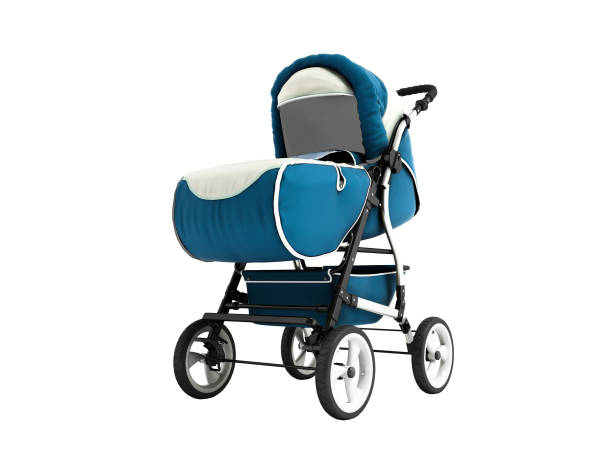 istock Modern blue baby carriage for any weather with white inserts 3d render on white background no shadow 999794466