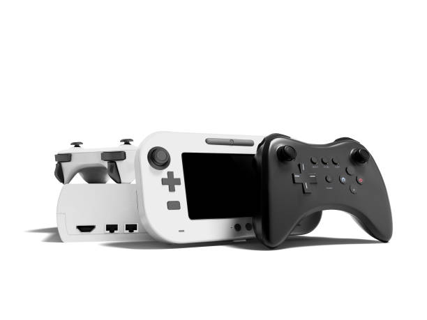 istock Modern game console with blackjack and white jazyk with portable game console 3D render on white background with shadow 999794492