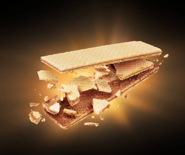 istock Waffle crushed into pieces close-up in the dark 999796928