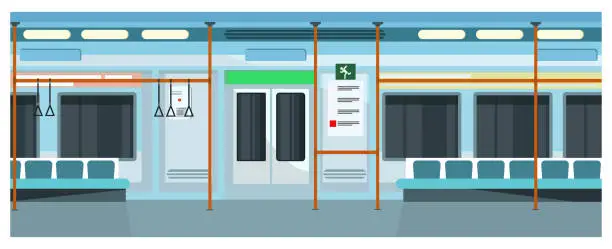 Vector illustration of Modern comfortable subway train vector illustration