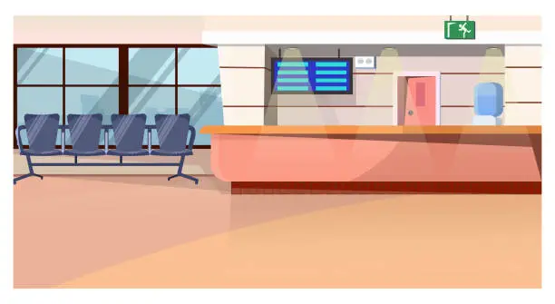 Vector illustration of Waiting room with counter in airport vector illustration