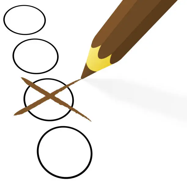 Vector illustration of brown pencil with cross