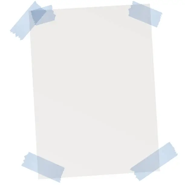 Vector illustration of empty sheet of paper with adhesive tape