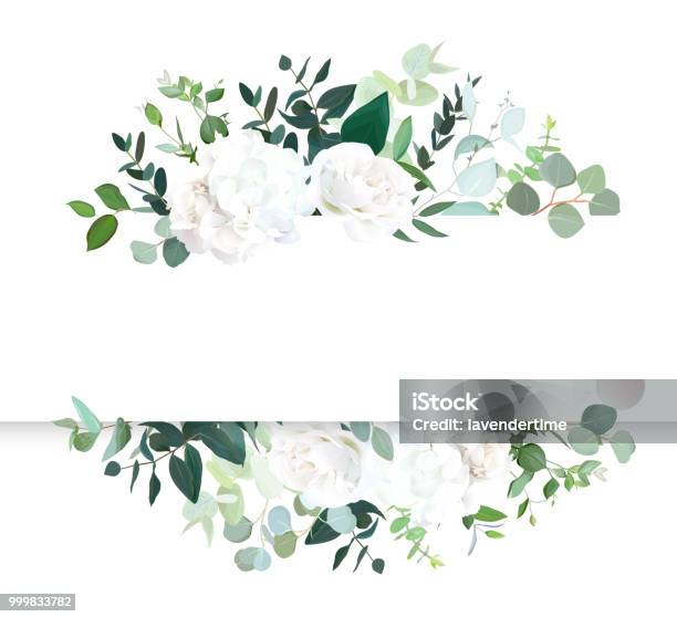 웨딩 꽃 수평 벡터 디자인 배너입니다 꽃-식물에 대한 스톡 벡터 아트 및 기타 이미지 - 꽃-식물, 흰색, 결혼식