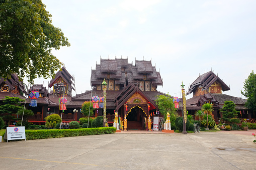 Traditional thai architecture in the Lanna style of Wat Nantaram Temple at Phayao Province,Thailand