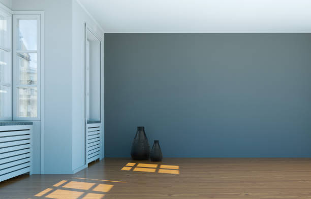 istock Empty room with white walls, windows and parquet 999845962