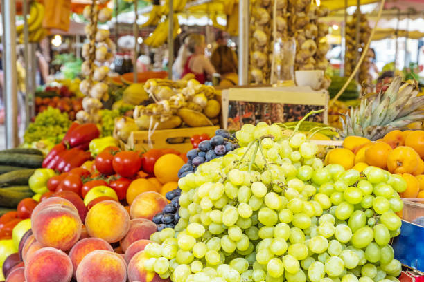 istock Fresh fruit in market hall, old town Trogir, Croatia 999848810