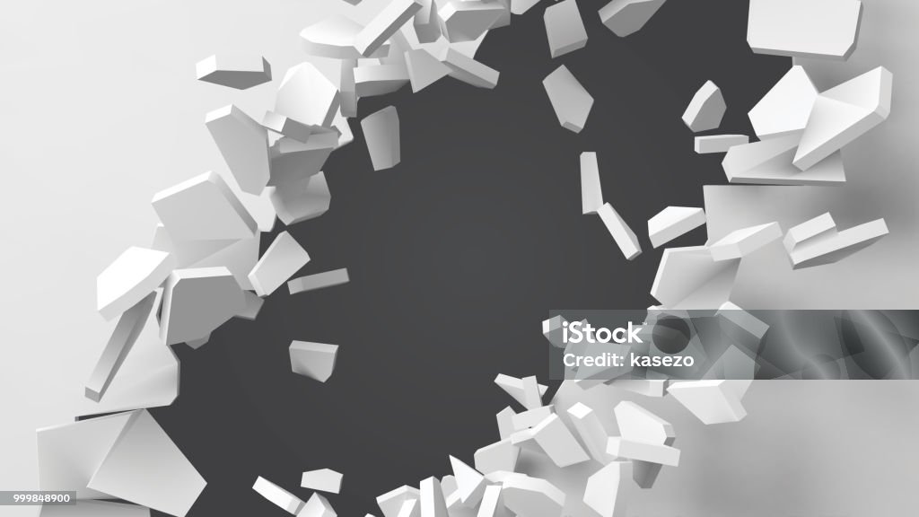 Exploding Wall Poster Vector Illustration Of Exploding Wall With Free Area On Center For Any ...