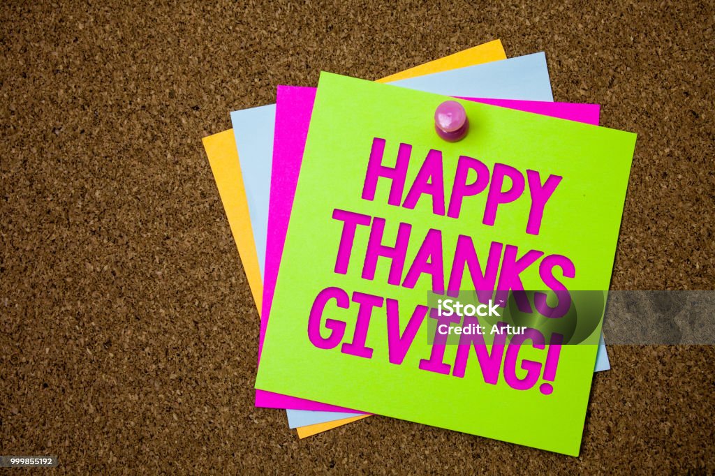 Text sign showing Happy Thanks Giving Motivational Call. Conceptual photo congratulations phrase Holidays Postcards various colour brown background lovely thoughts message memories. Text sign showing Happy Thanks Giving Motivational Call. Conceptual photo congratulations phrase Holidays Postcards various colour brown background lovely thoughts message memories Celebration Stock Photo