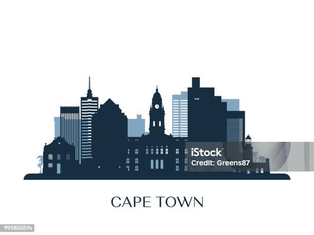 Cape Town Skyline Monochrome Silhouette Vector Illustration Stock Illustration - Download Image Now