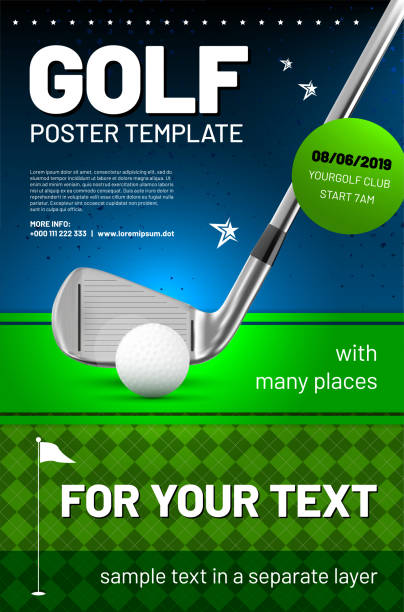 Golf poster template with sample text Golf poster template with sample text in separate layer- vector illustration golf patterns stock illustrations