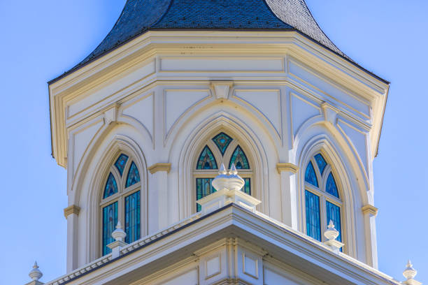 Close up of tower on religious building in Provo Utah