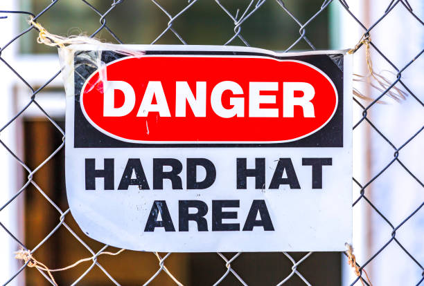 istock Danger hard hat area in construction zone 999859750
