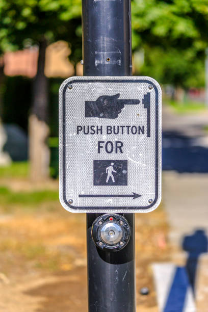 istock Push button for crosswalk sign in Provo 999859962