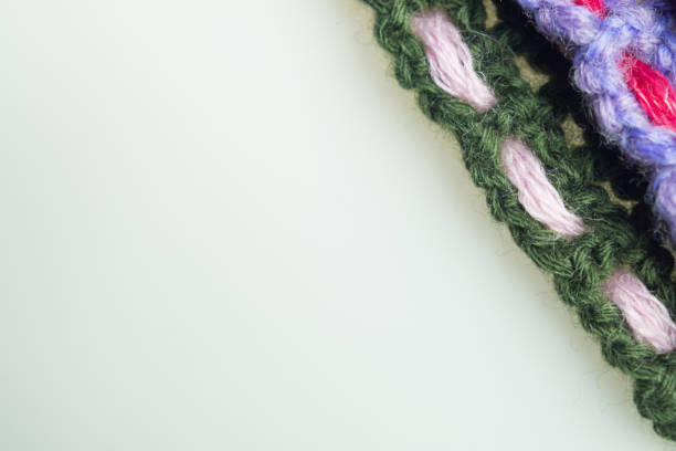Handmade knitting wool texture background closeup needlework