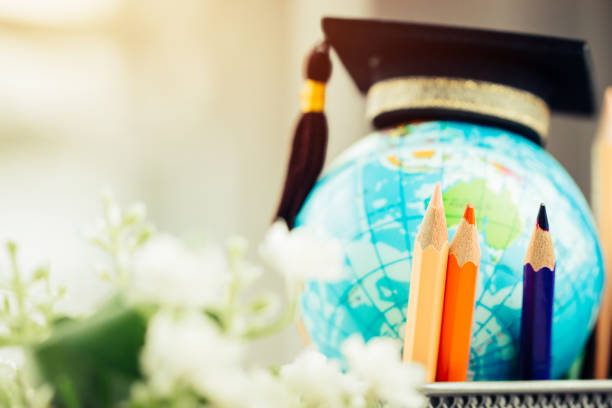 istock Education in Australia, Pencils box with Earth globe model map in basket. Concept for global business, communications, politics or save world environmental for learning world wide in online market. 999869158