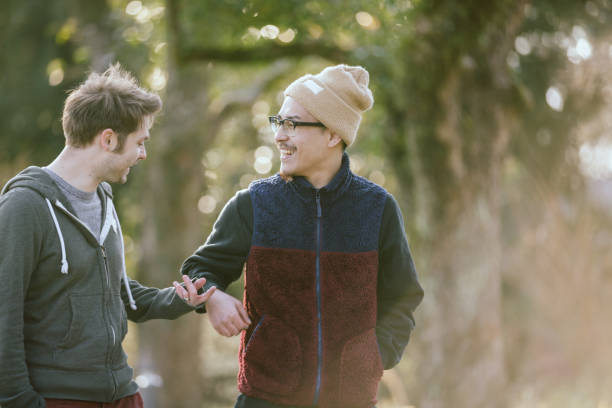 istock Two friendly men in the park 999871972