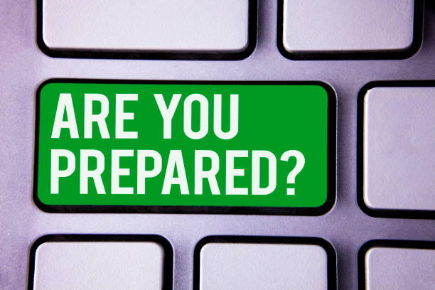 istock Handwriting text writing Are You Prepared Question. Concept meaning Ready Preparedness Readiness Assessment Evaluation White Text two words green tab key button press computer keyboard work. 999892674