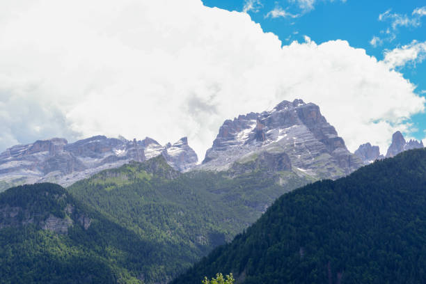 Mountain landscape at summer along the road to  Forcella Staulanza at Selva di Cadore, Dolomites, Belluno province, Veneto, Italy.
