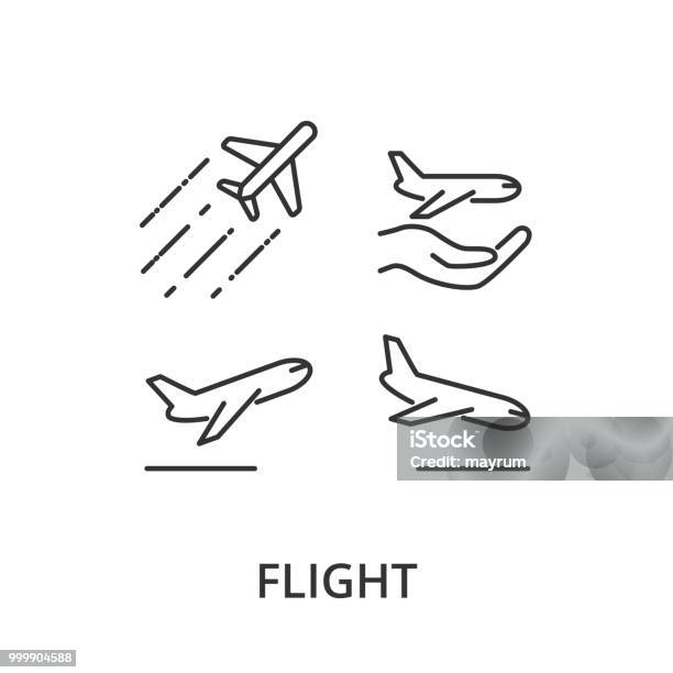 Flight Airplane Vector Icons Stock Illustration - Download Image Now - Airplane, Icon Symbol, Outline