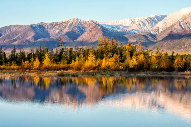 istock Lake and mountains of Siberia with reflection 999904800
