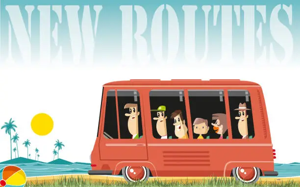 Vector illustration of Minibus tour