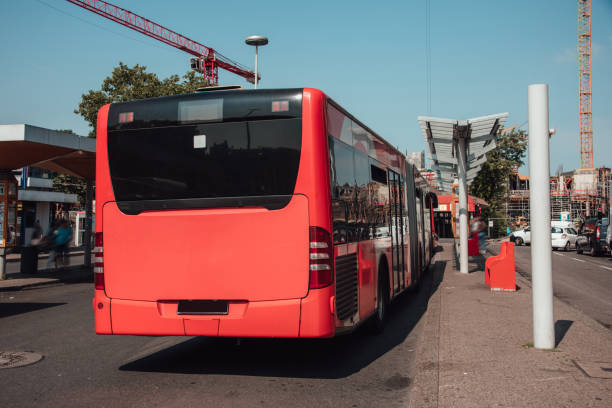 istock Rear view of city bus 999910648