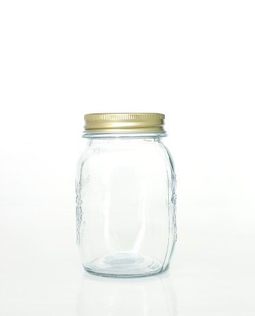 glass jar empty on white background