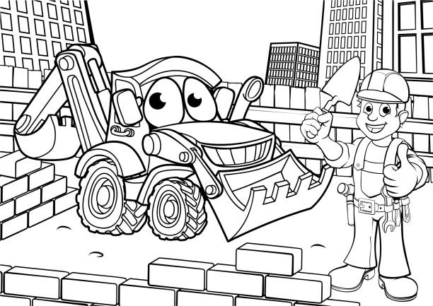 Construction Building Site Scene Coloring Stock Illustration - Download Image Now - Coloring, Cartoon, Construction Site - iStock Construction Building Site Scene Coloring Stock Illustration - Download Image Now - Coloring, Cartoon, Construction Site - iStock
