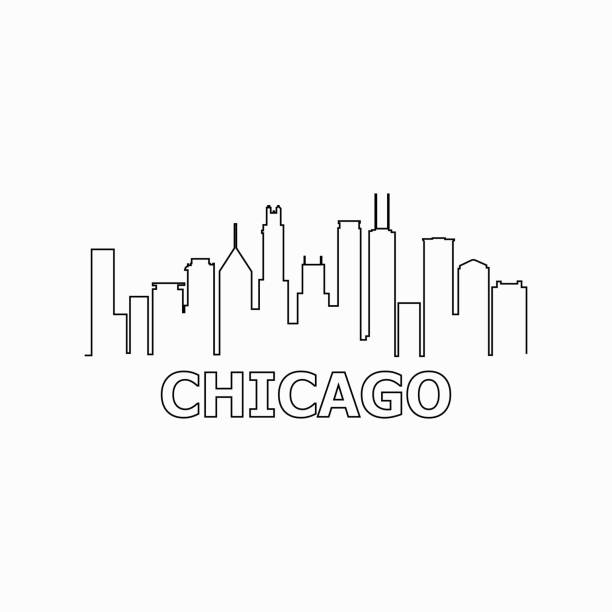 Chicago skyline and landmarks silhouette black vector icon. Chicago panorama. United States of America. USA Chicago skyline and landmarks silhouette black vector icon. Chicago panorama. United States of America. USA chicago stock illustrations