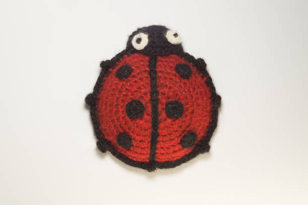 istock Knitting wool toy ladybug isolated on white 999934750