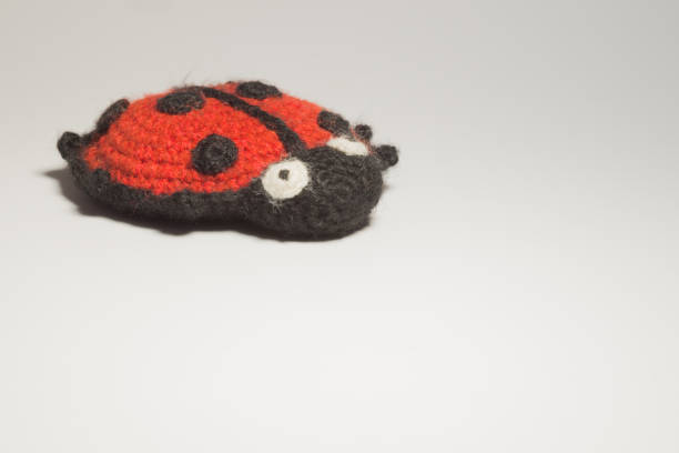 istock Handmade knitting wool toy ladybug isolated on white background 999935436