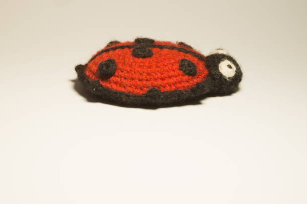 istock Handmade knitting wool toy ladybug isolated on white background 999935446