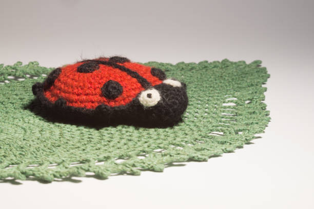 istock Handmade knitting wool toy ladybug isolated on white background 999935542