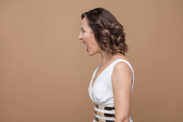 istock Profile side of angry boss woman with pms 999962532