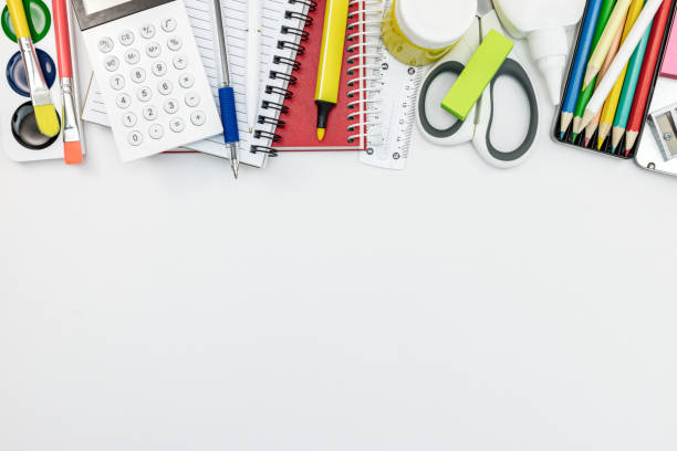 istock stationary and tools for school studies on white desk background 999985964