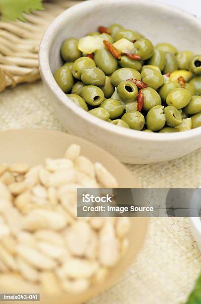 Bowl Of Olives Stock Photo - Download Image Now - Almond, Color Image, Day