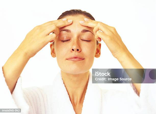 Head Massage Stock Photo - Download Image Now - Adults Only, Bathrobe, Brown Hair