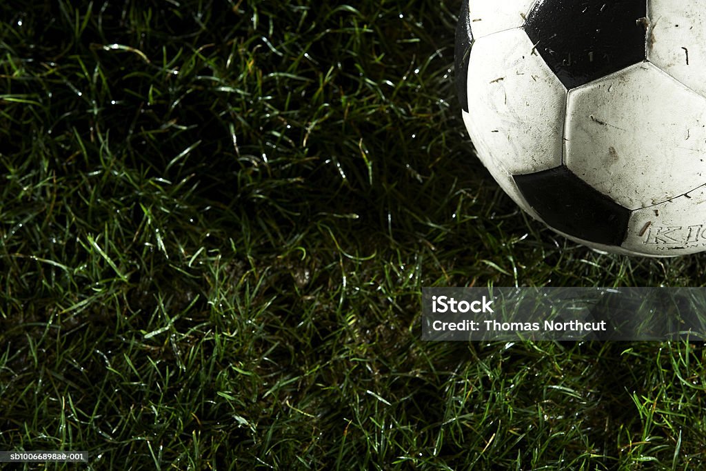 Pallone da calcio in erba - Foto stock royalty-free di Attività ricreativa