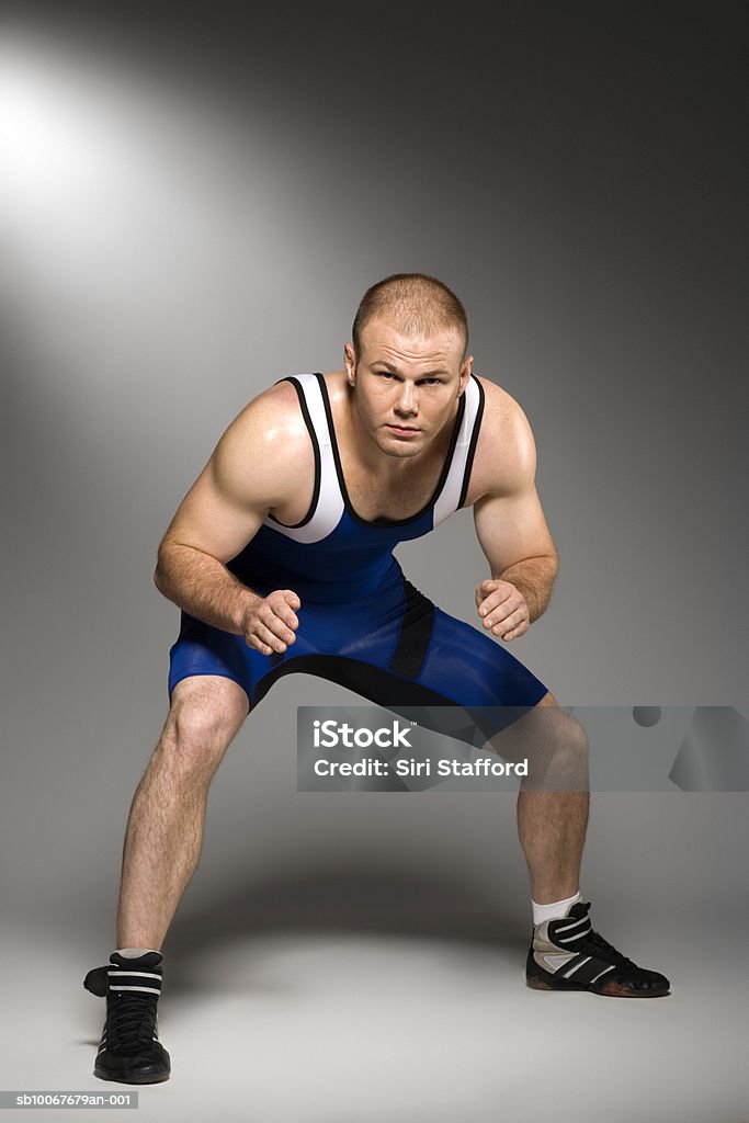 Male wrestler, portrait  Wrestling Stock Photo