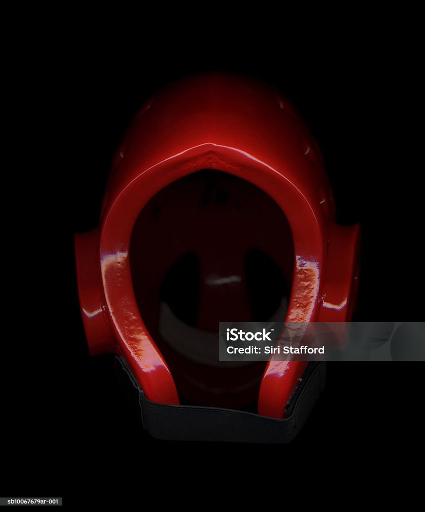 Tae Kwon Do helmet, on black background  Black Background Stock Photo