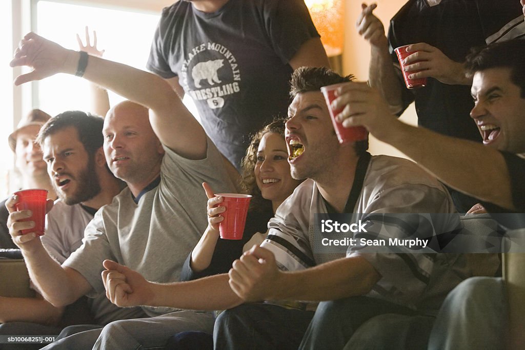 Gruppe von Freunden vor dem Fernseher - Lizenzfrei Sport Stock-Foto