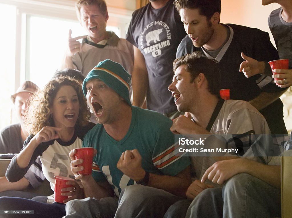 Gruppe von Freunden vor dem Fernseher - Lizenzfrei Sport Stock-Foto